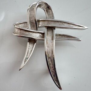 Vintage Brooch Marcel Boucher Silver Ribbons Abstract Signed Original Art Unique